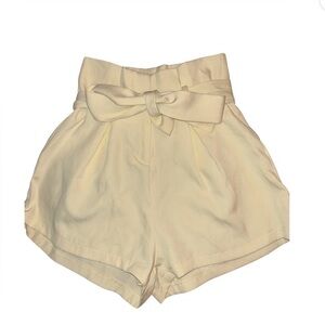 PrettyLittleThing Cream High-Waisted Tie Belt Shorts | Size US 4